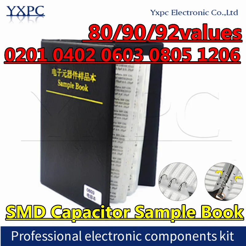 80/90/92values Smd Capacitor Sample Book 0201 0402 0603 0805 1206 0.5pf