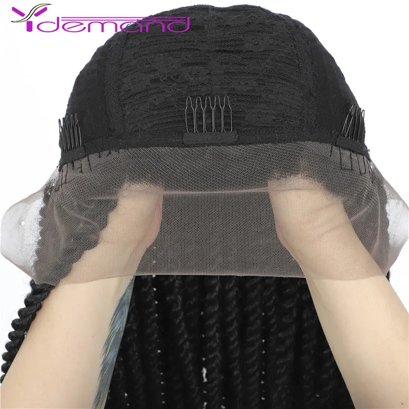 Y Demand Synthetic Lace Front Wig Afro 2x Twist Braids Wigs For Black Women Mambo Full Head Wig Braided