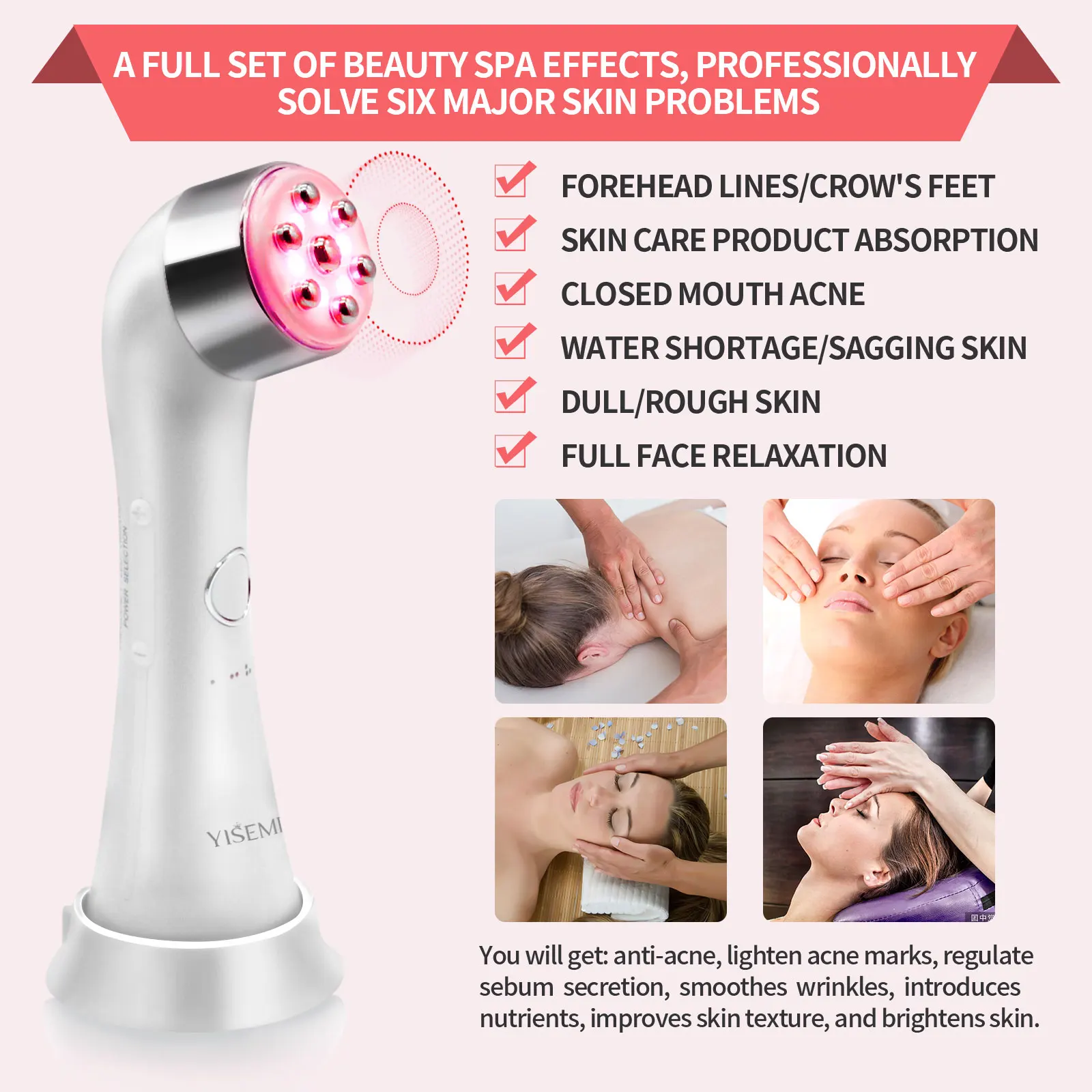 Rechargeable Handheld RF EMS LED Beauty RF Face Lift Machine
