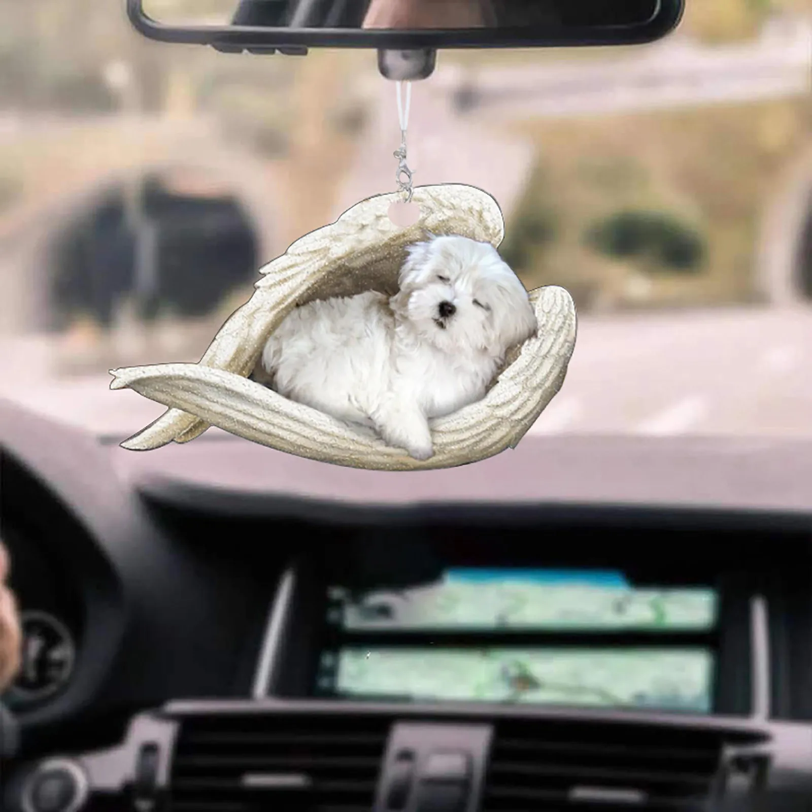 Maltese Dog Sleeping Angel Ornament, Maltese Dog Angel Wings