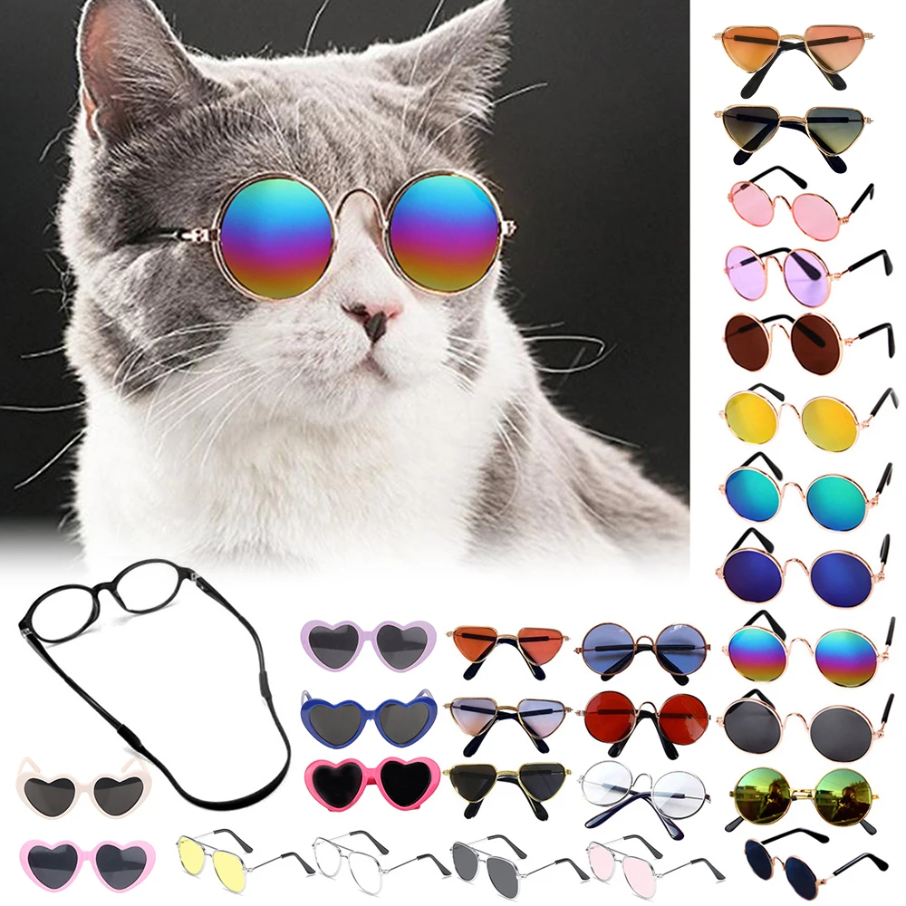Pet Sunglasses Glasses For Cat Dog Accessories Cool Funny Kitten Lenses Sun Photo Props Colored Sunglasses