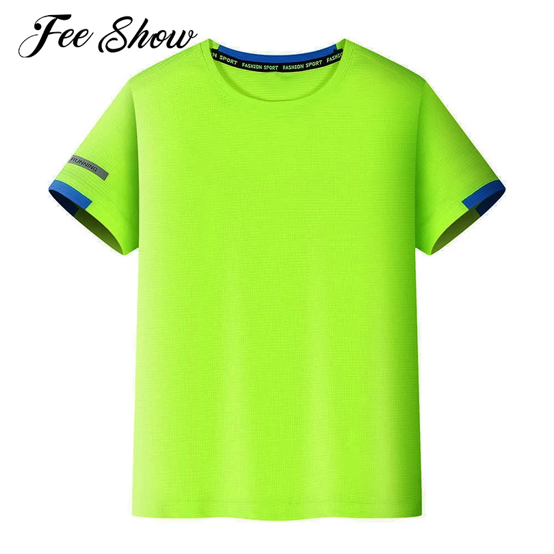

Kids Boys Quick-dry T-shirt Sportswear Breathable Running T Shirts Round Neck Short Sleeve Sport Tops Tennis Basketball T-shirts