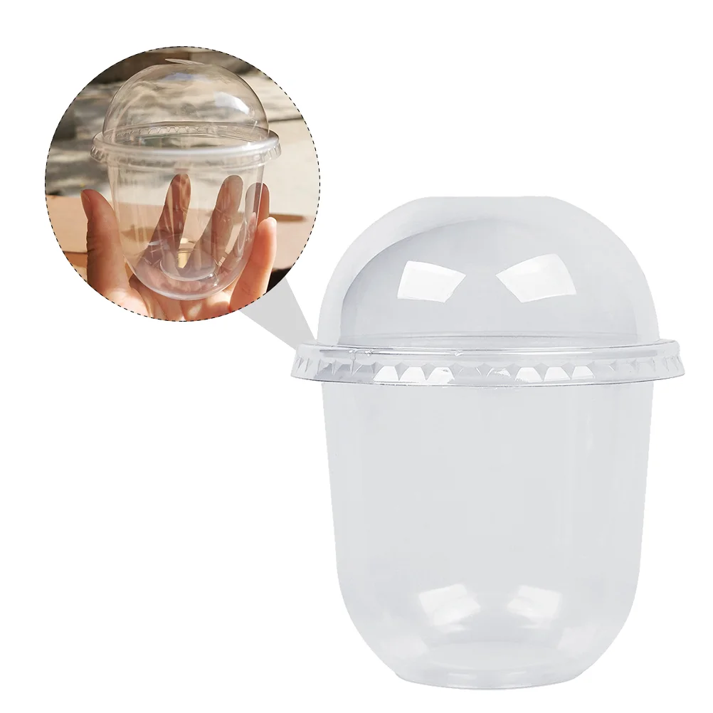 10 Sets 360ML Disposable Clear Milk Tea Cup Lid Plastic Tea Fruit Juice Cup plastic cups