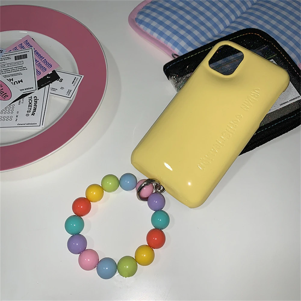 Bracelet de luxe brodé coloré série acrylique collier de téléphone portable iPhone 14 Pro photo bataille femmes perdues bijoux de série suspendus_voghion.com