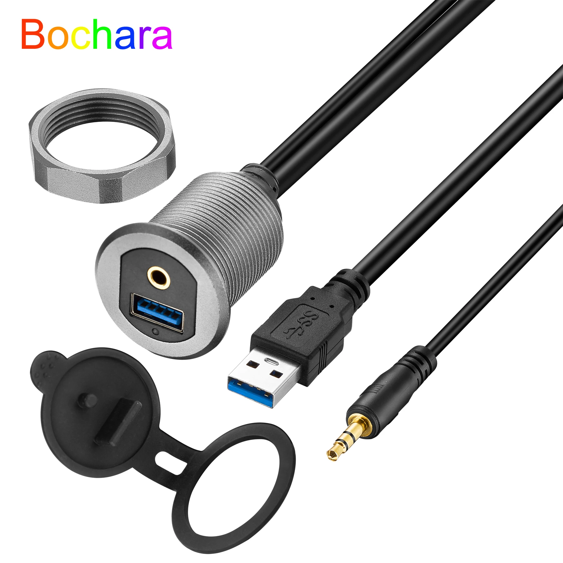 2 Cavi Micro USB 2.0 Maschio-femmina Con Prolunga A Montaggio Su Pannello E Viti M3, Lunghezza 0,3 M, Neri - 2