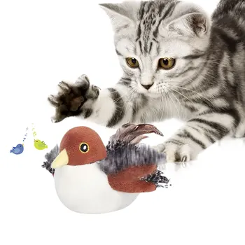 Cat Toy Bird Interactive Cat Toys Flying Bird Cat Toy Flapping Wings Sparrow Toys Simulated Chirping Bird Cats Toy for Kitten 6