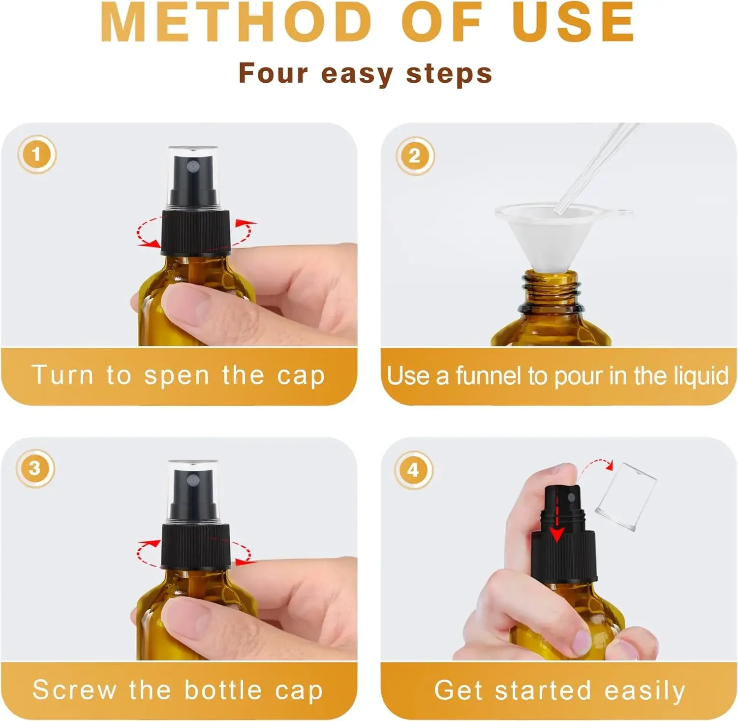 Perfume Bottle 1pcs 5ml-100ml Amber Glass Sprayer Atomize Travel Refillable Bottles Essential Oil Containers