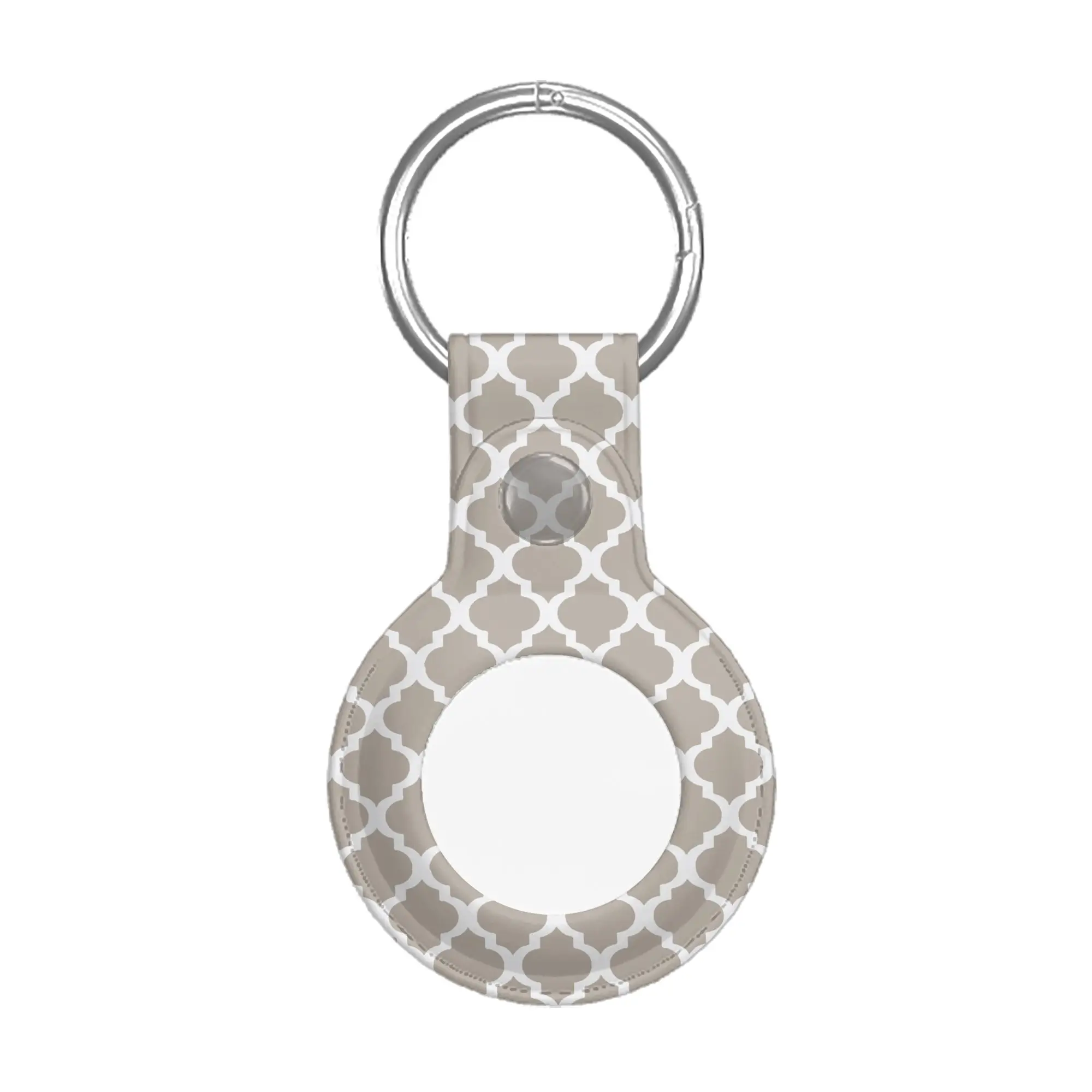 Taupe Brown Silicone AirTag Case with Carabiner Hook