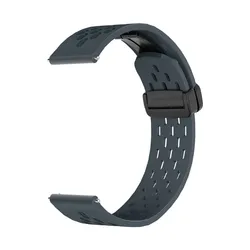 Magnetic Folding Buckle Silicone Sport Watchband with Breathable Design - 22mm (Green)