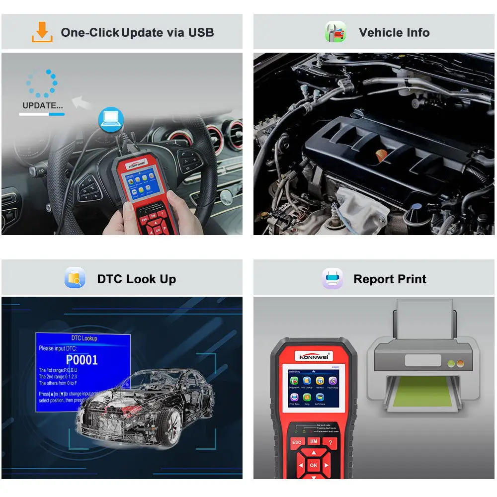 KONNWEI KW850 Car OBD2 Scanner Professional Car Diagnostic Scanner Tools Check Engine Automotive Battery Check 5