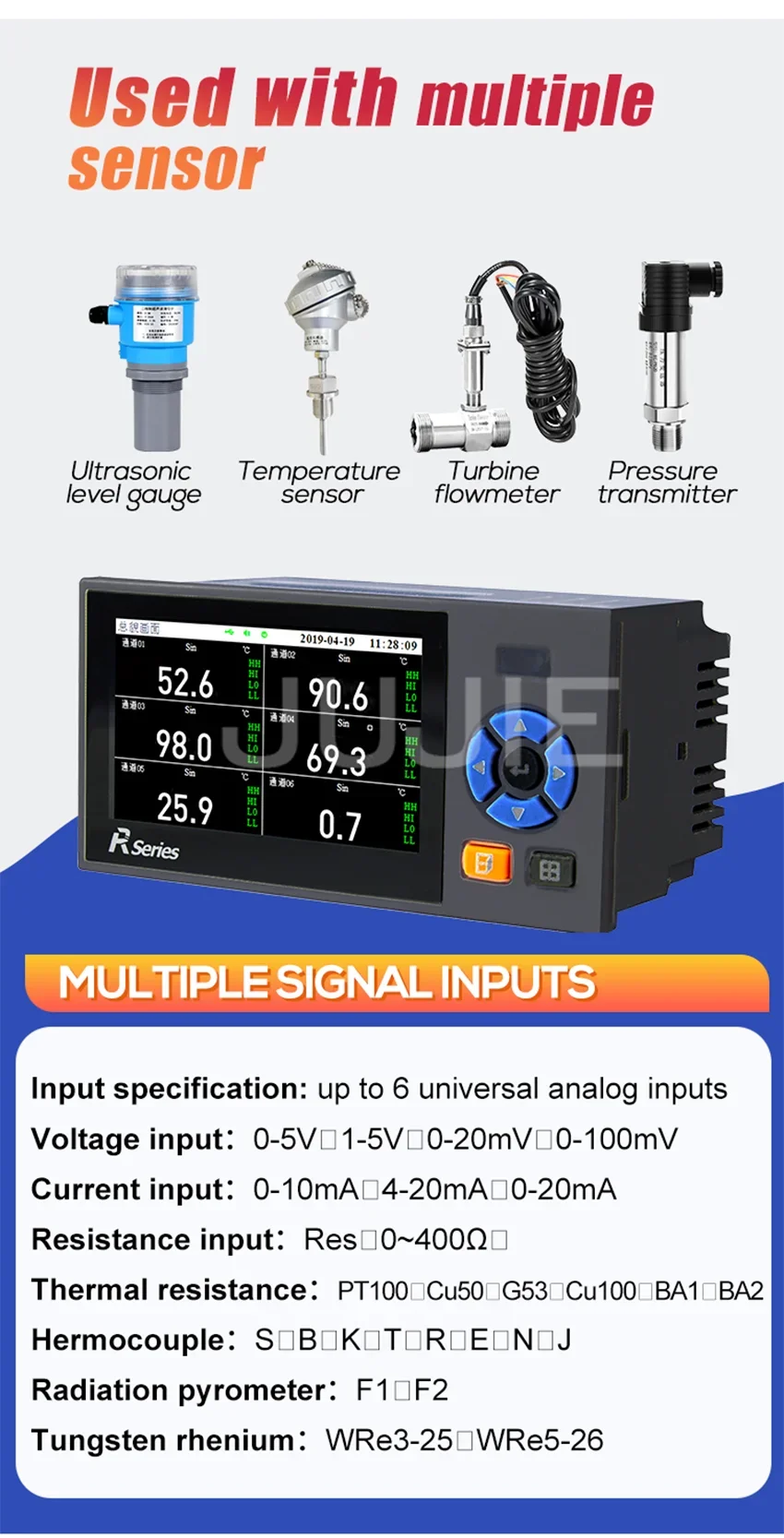 Paperless Recorder Industrial Data Logger Muti Channels Temperature Datalogger C