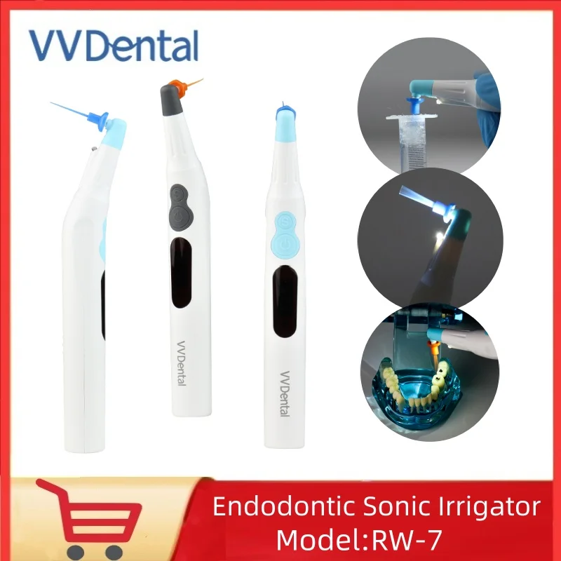 Irrigador Sónico Dental VVDental RW-7 con Cabezal LED y 30 Puntas para Limpieza/Treatment de Conductos Radiculares, Irrigación y Activación