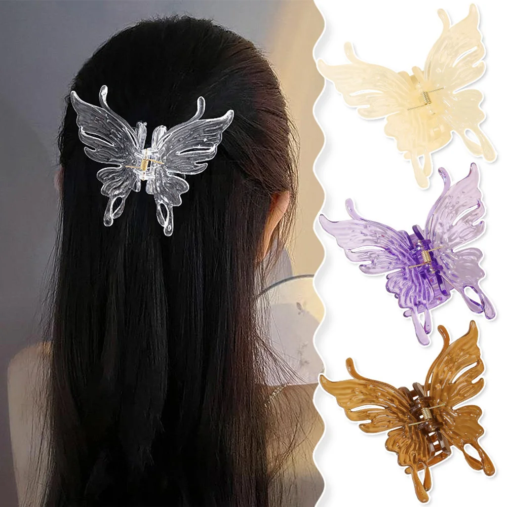 

Colored Butterfly Shaped Hair Claws Clamp Plastic Hairpins Colorful Transparent Hair Crabs Clips Hair Accessories