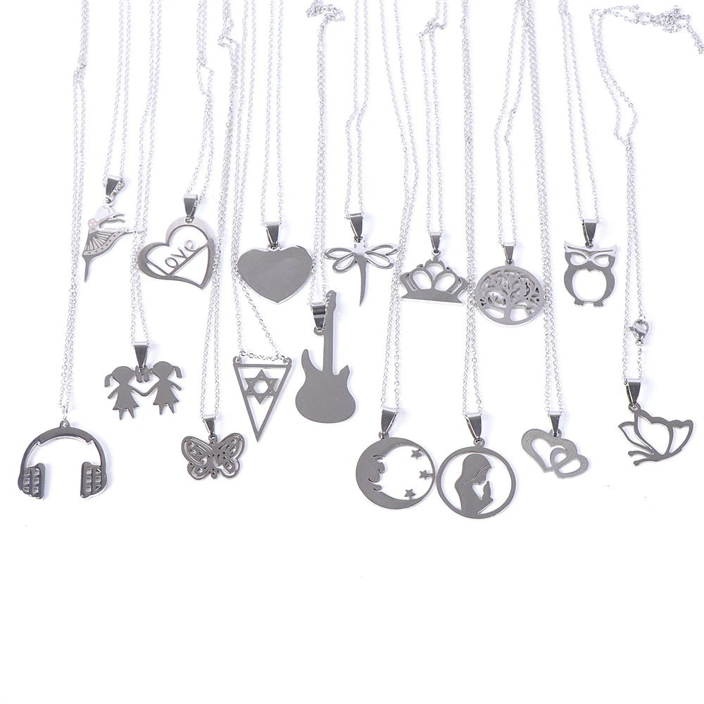 20 Teile/los Mode Edelstahl Herz Crown Baum Halsketten Für Frauen Männer Mischen Stil Party Geschenke Schmuck – Detail 8