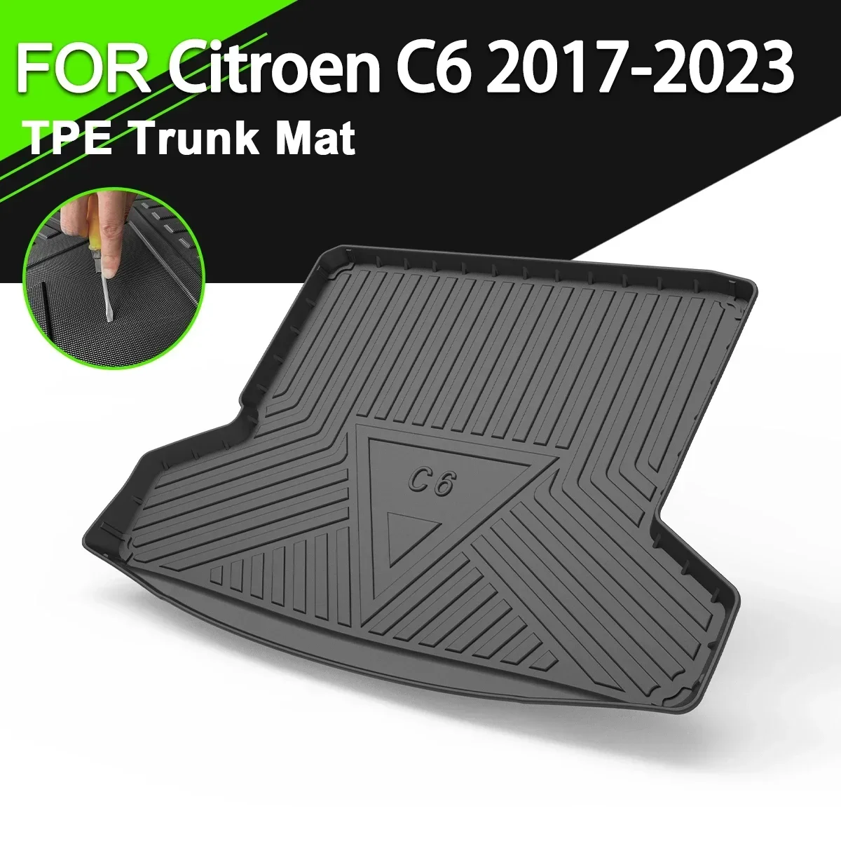 

Car Rear Trunk Cover Mat TPE Waterproof Non-Slip Rubber Cargo Liner Accessories For Citroen C6 2017-2023