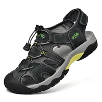 Sandales d'été classiques en cuir véritable pour hommes, chaussures de randonnée en plein air, légères, respirantes, antidérapantes, 38-48 1