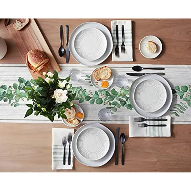 Tavaszi Zöld Virágüzem Fa Gabona Vászon Asztal Futó Esküvői Dekoráció Étkezőasztal Konyhai Party Dekorációhoz - Image 2