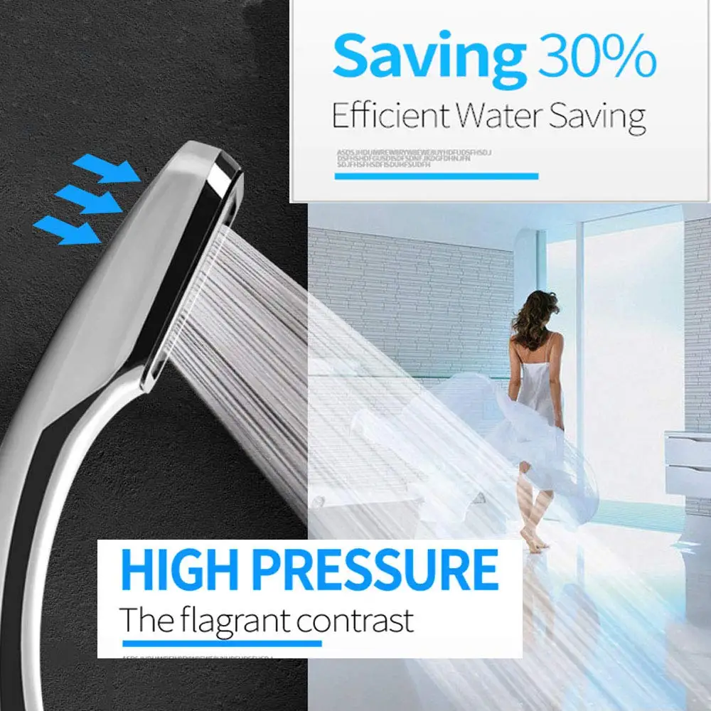 Pressurized 300 Holes Single Head Hand Hold Square Shower Head Water Saving Rainfall Spray Nozzle Bathroom Accessories 4