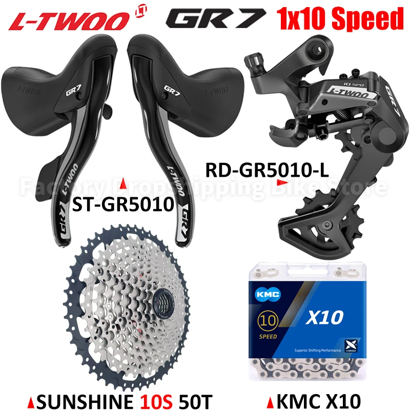 

LTWOO GR7 1x10 Speed Gravel Road Bike Derailleur Groupset Without Damping Rear Derailleur SUNSHINE 42T 46T 50T Cassette Sprocket