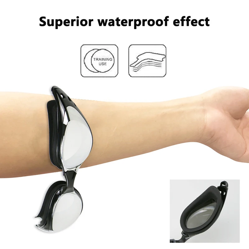 Swimming Goggles For Men Women Anti-Fog Uv Prescription Waterproof Silicone Adjust Swim Pool Eyewear Adults Kids Diving Glasses 2