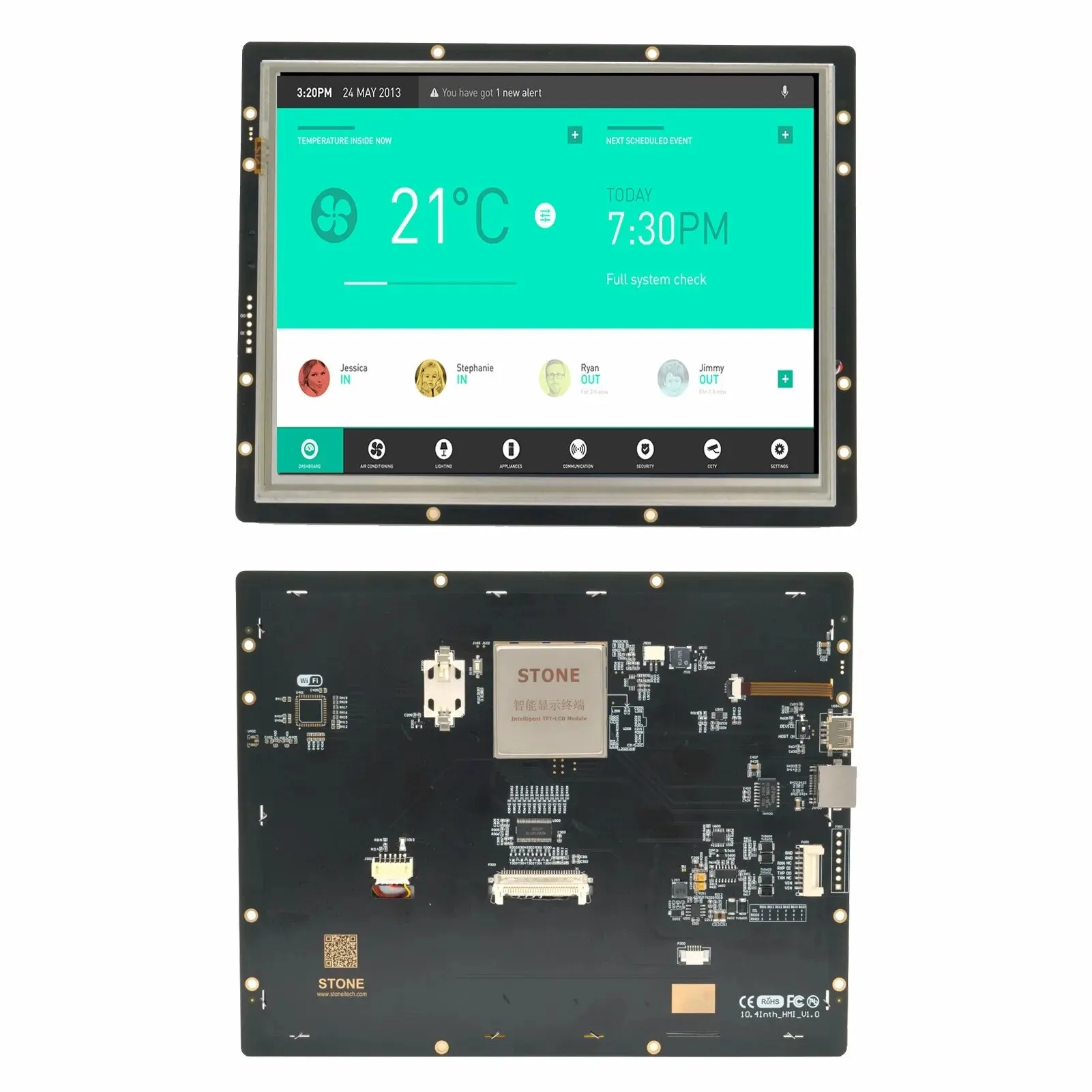 

SCBRHMI 10.4 Inch LCD-TFT HMI Display Resistive Touch Panel Module RGB 65K Color Intelligent Series with Enclosure