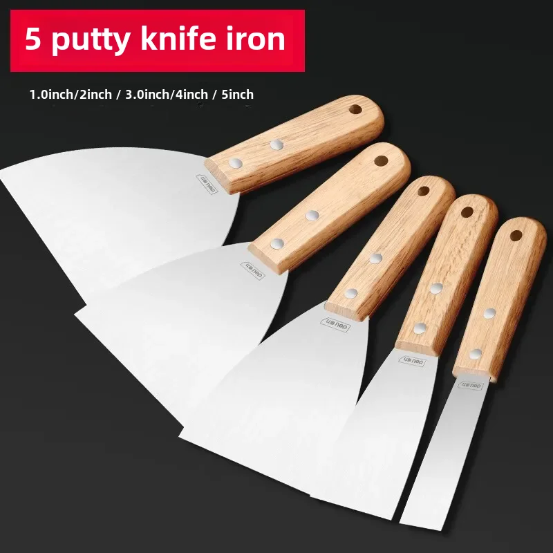 Deli Stainless Steel Wooden Handle Oil Grey Putty Knife Shovel Cleaning Shovel Sharpened Edge Stainless Steel Janitorial Tools putty knife scraper drywall spatula wall scraper paint scraper