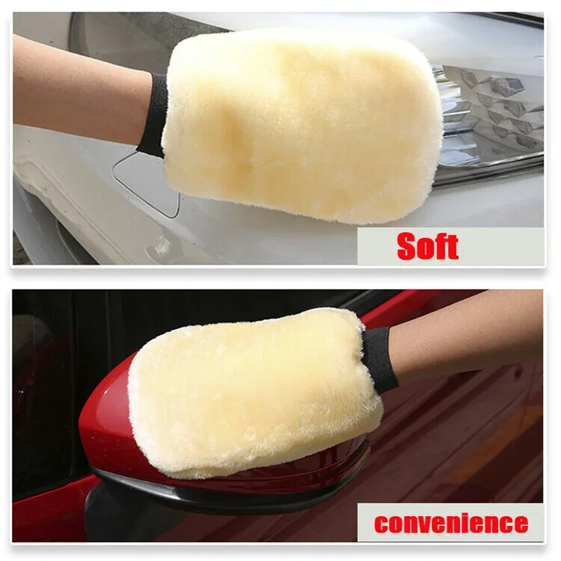Car Cleaning Gloves 1/5pcs Soft Thickened Imitation Wool Plush Wiping Car Washing Mitt Double-faced Glove Supplies