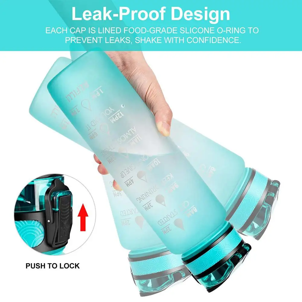 1L sportvattenflaska med sugrör 1 liter med Time Maker läckagesäker BPA-fri frostad kopp för utomhussportdricksflaska_voghion.com