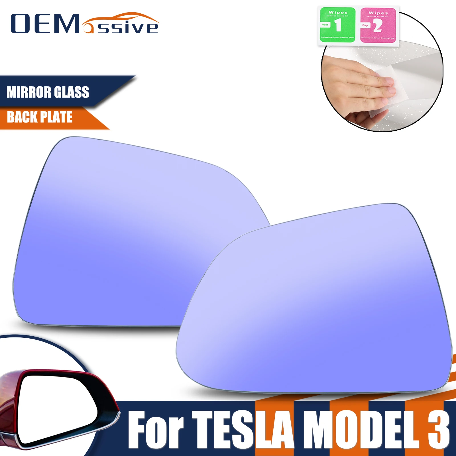 

Для Tesla Model 3 2017-2024 Левая Правая сторона синее белое зеркало заднего вида стекло с антибликовым оформлением