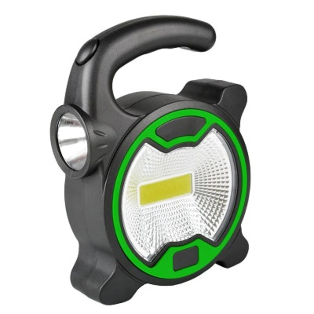 Green ABS LED COB Flashlight for Camping Emergency