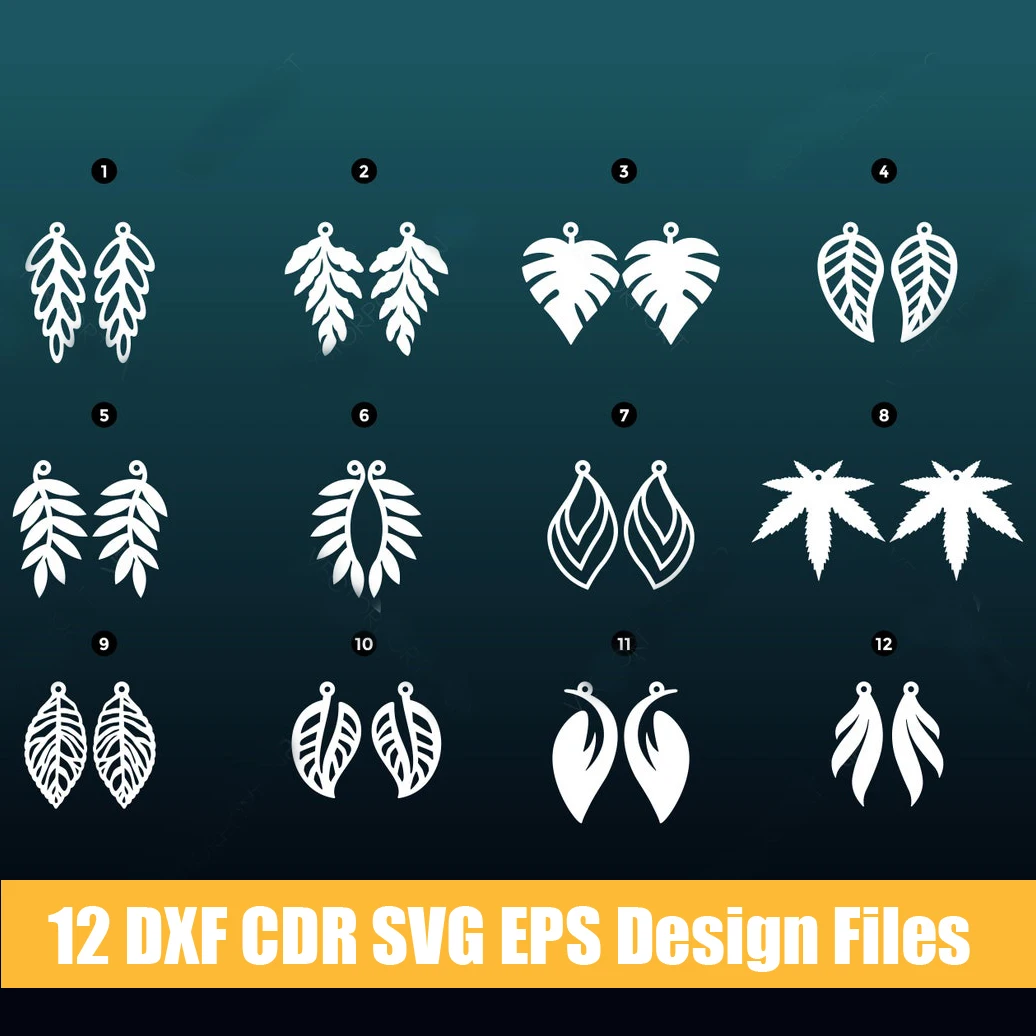 best wood router 12 Pendants Leaves Earring Laser Cut Templates DXF CDR SVG EPS AI Vector Files for CNC Laser/Plasma Cutting Printing central machinery band saw Woodworking Machinery