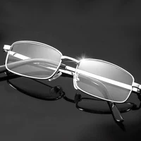 Lunettes de lecture carrées ultralégères pour hommes et femmes, lunettes presbytes, monture entièrement en métal, anti-rayures, vintage, dioptrie 0 à + 4.0 1