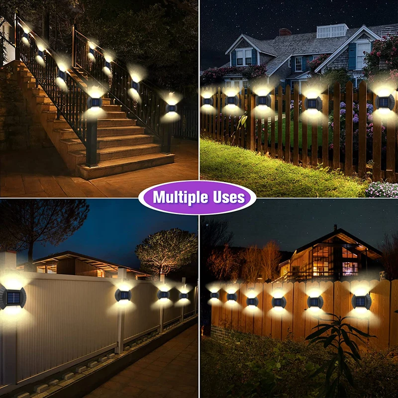 Solar Powered Wall Light Outdoor Waterproof 8led Garden Decor Solar