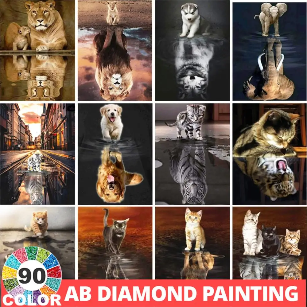 

Набор для алмазной вышивки, картина 5D с животными, 90 цветов, универсальная квадратная/круглая мозаика, вышивка крестиком, декор «сделай сам», хобби, подарок