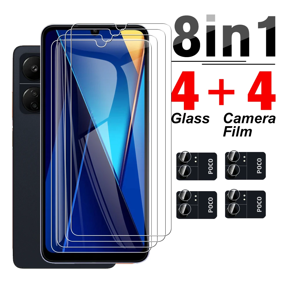 

Защитная пленка 8 в 1 для Xiaomi Poco C65 pofo poko c 65 pococ65, защитное стекло с полным покрытием для камеры, защитная пленка 6,74 дюйма