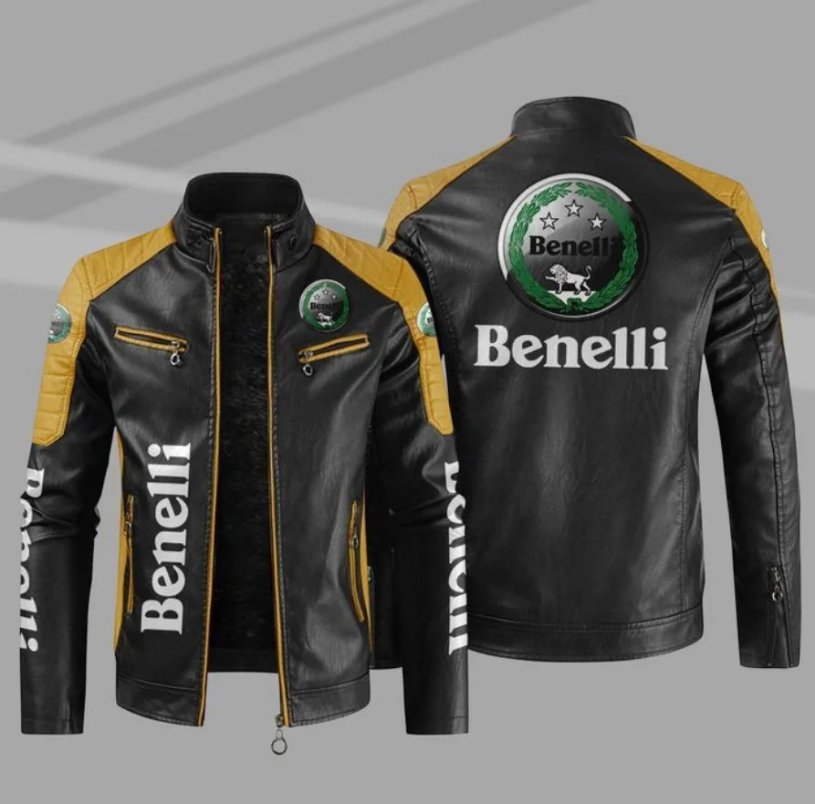 Benelli chaqueta cuero para motociclista, abrigo informal con cremallera, prendas de vestir| |