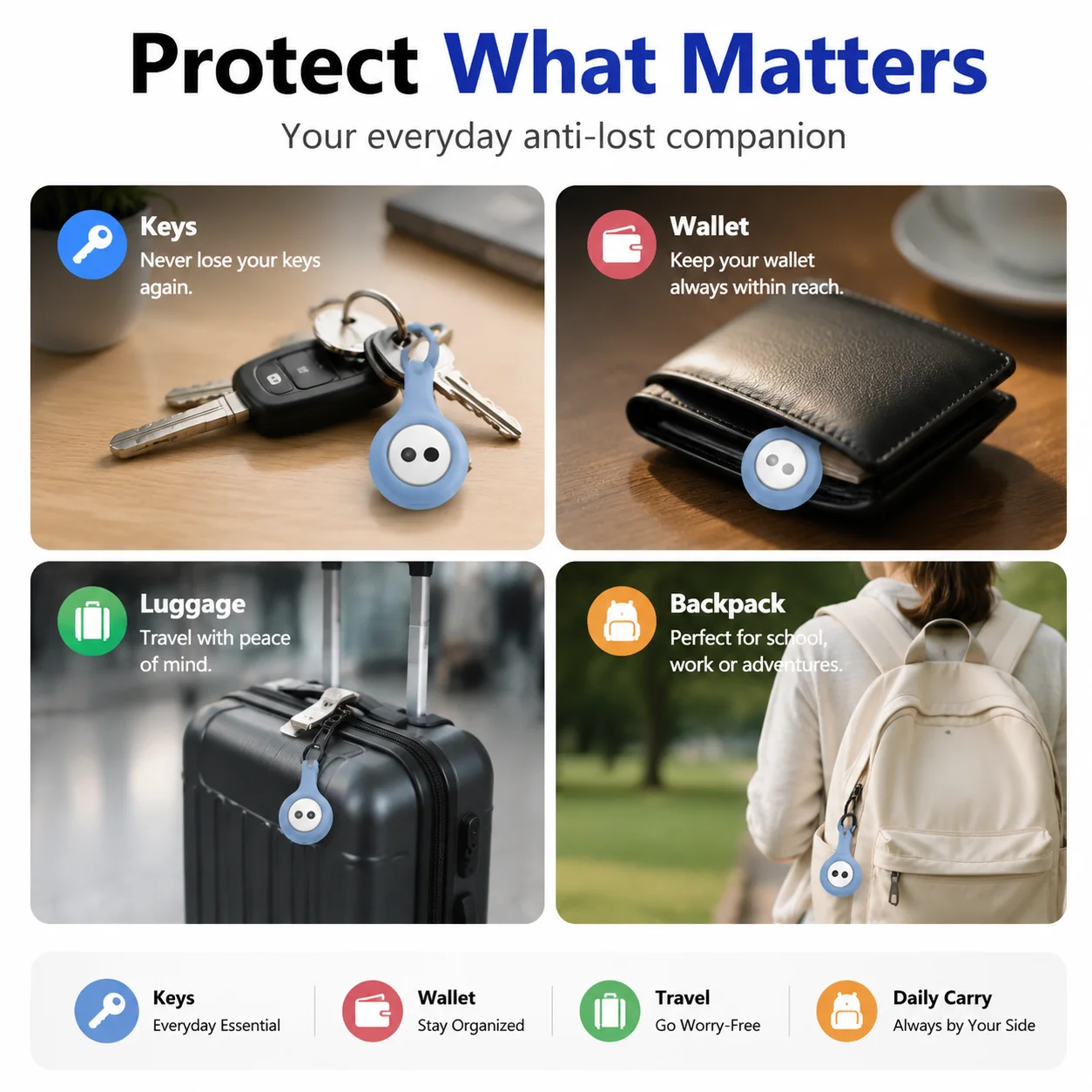 Smart Bluetooth Tracker with Anti-Lost Key Finder for Wallets and Backpacks