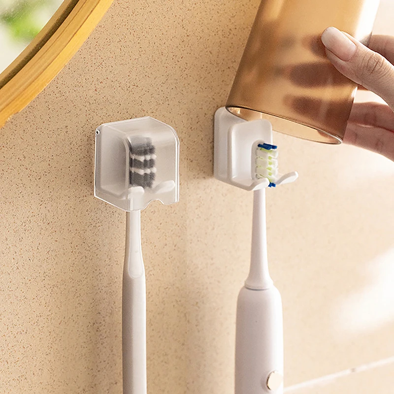 Toothbrush Holder Wall-Mounted with Dustproof Lid Electric Toothbrush Rack Space Saving Bathroom Organizer for Tooth Brush