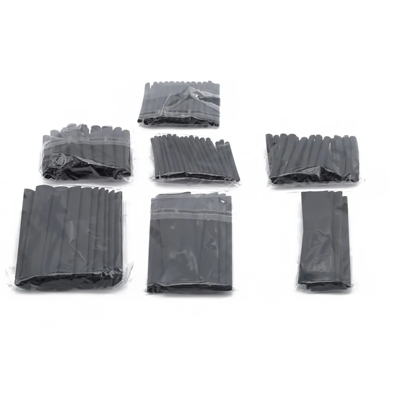 Black Cable Sleeve Kits Heat Shrink Tubing Set Assorted Wrap Wire Flame Retardant Electric Cable Tube 127Pcs/Bag