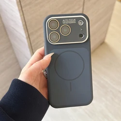Magnetic Shockproof Liquid Silicone Phone Case with Large Window - iPhone 16 (Carbon Gray Black)