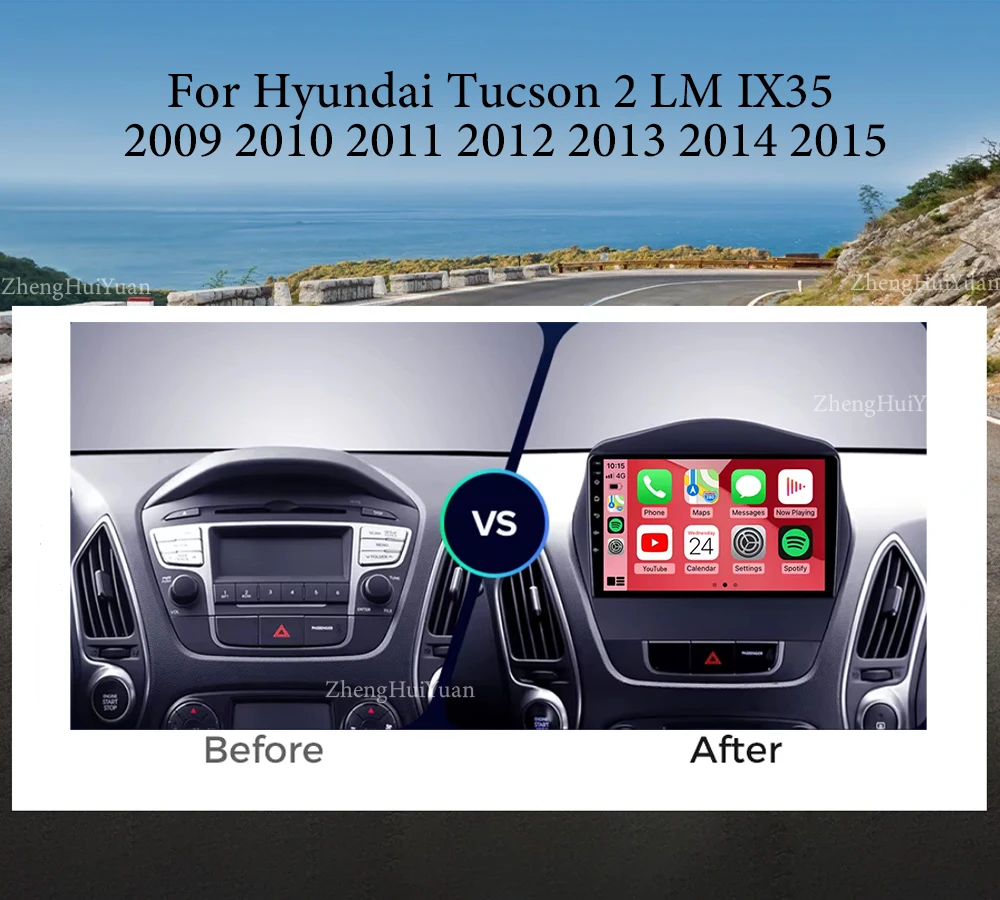 Android 14 WIFI 4G Carplay DSP Car Radio Multimedia Player GPS For Hyundai Tucson 2 LM IX35 2009-2015