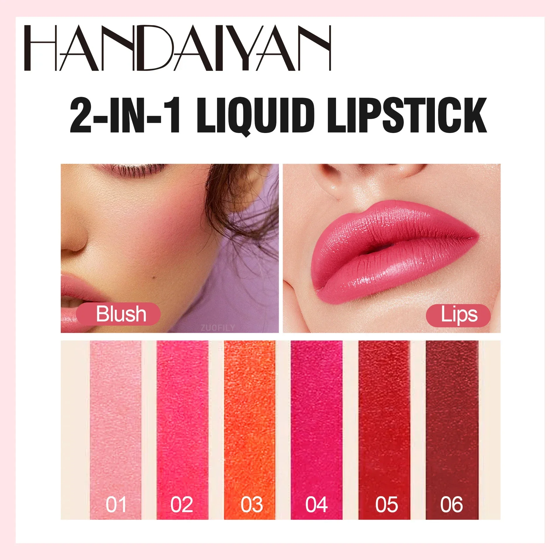 Fruchtsaft-Lippenstift, flüssiger Lippenstift und Rouge in einem, wasserfest, langanhaltend, für Lippen und Wangen, 1 Stück_voghion.com