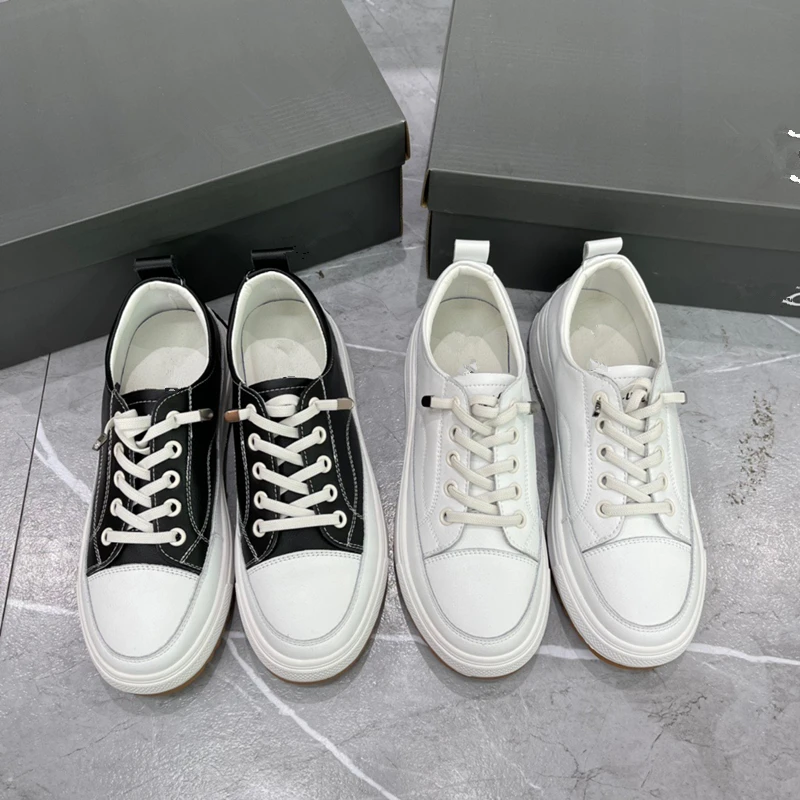 Withered Solid Color Simple Casual Sneaker Shoes Fashion Women's Shoes Girls Geuine Leather Soft Shoes Women