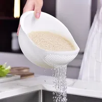 Rice Sieve Plastic Colander Kitchen Drain Basket with Handles Rice Bowl Strainer Strainer Basket Sink Drain Kitchen Tools 2