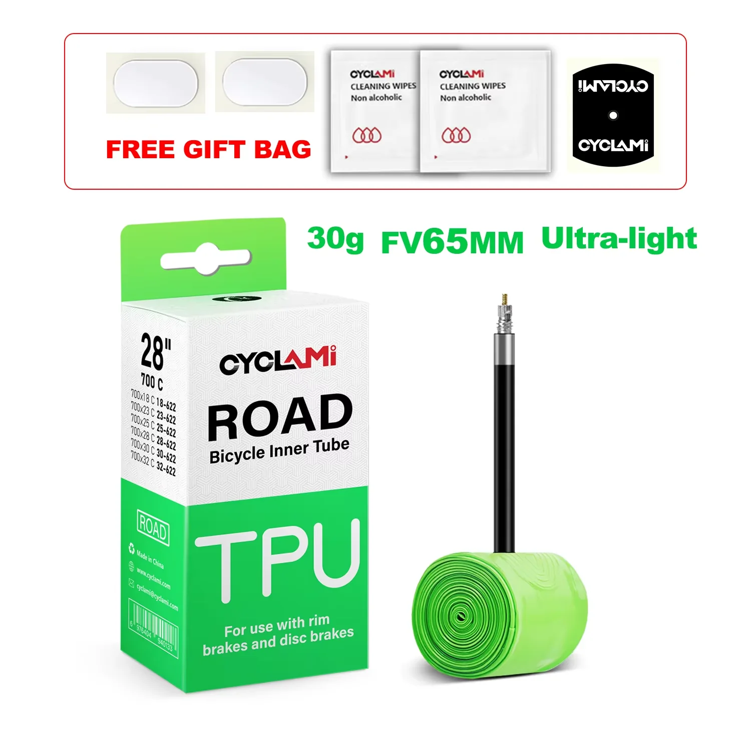 CYCLAMI Ultralight TPU Bike Inner Tube with French Valve