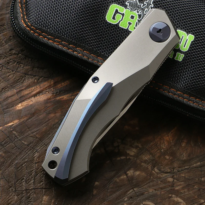 Green thorn pero折りたたみナイフ、チタン合金ハンドル、m390ブレード  