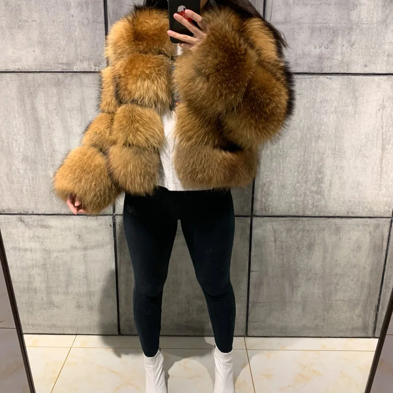 Elegant Faux Fur Coat Women\'s Jacket Winter Fashion Warm Thick Fox Raccoon Leather Brown Plus Size 2024 Fake  Cold  C46