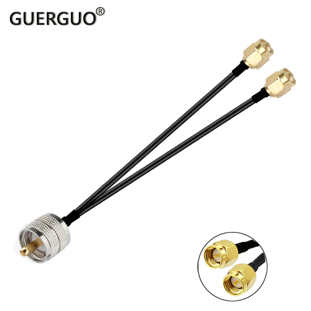 

SO239UHF Female to Dual SMA Male Straight Y Type Splitter Combiner RF Coaxial Pigtail RG316 Cable for 3G 4G Modem Router Antenna