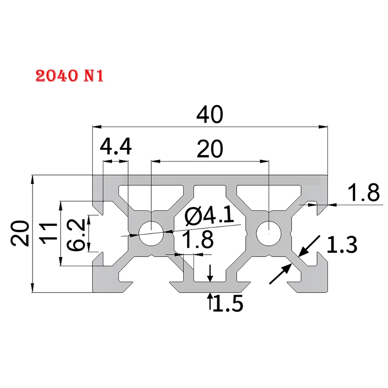 4pcs 2040 N1 V-Slot Aluminum Profile Extrusion Frame Black Eu Standard 100mm-1200mm Anodized Linear For CNC DIY 3D Printer Parts