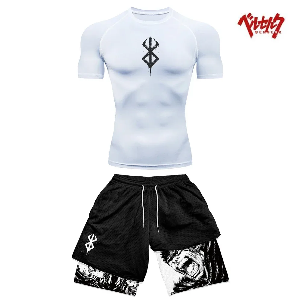 Sports Suit Tracksuit Set Sports Set Outdoor Suit Set Shirt Set Sweater Set Kaftan Outfit Set Hawaiian Shirt and Shorts Set Shirt and Shorts Set Anime Berserk Compression Set Fitness Suit for Men Quick Dry Compression Shirt + Gym Shorts Running Workout Summer Sportswear